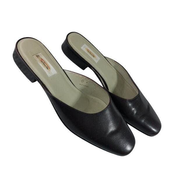 TALBOTS; BLACK GENUINE LEATHER SLIP-ON BRAZILIAN MADE FLATS, MULES! SZ 8B - Picture 11 of 11
